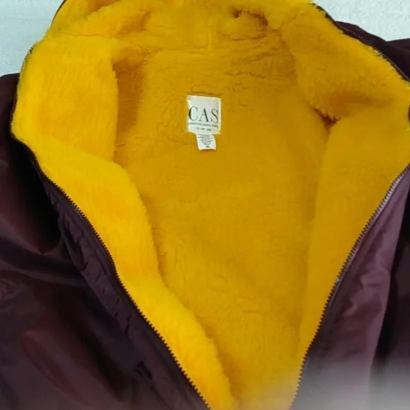 CAS Competitive Aquatic Supply Maroon Swim Parka w/ Hood Faux Fur Lined XL